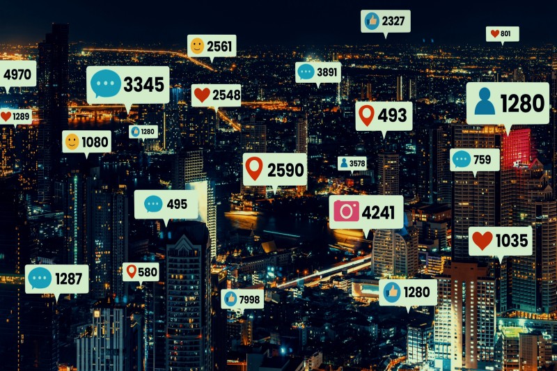 bigstock Social Media Icons Fly Over Ci 410354584 1